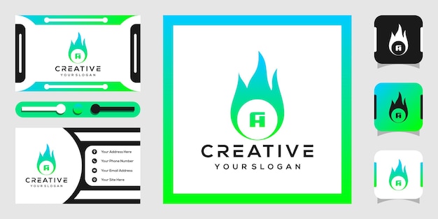 Letras de fogo moderno e design de logotipo