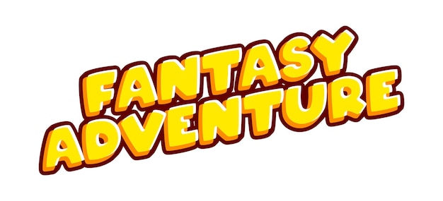 Letras de frase de imaginação de aventura de fantasia isoladas em vetor de design de efeito de texto colorido branco Texto ou inscrições em inglês O design moderno e criativo tem cores amarelo laranja vermelho