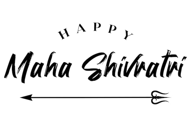 Vetor letras de maha shivratri com ilustração vetorial do senhor shiva trishul