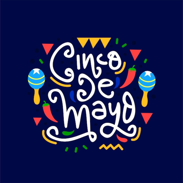 Letras de mão desenhada cinco de mayo