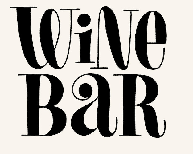 Letras de mão do bar de vinhos