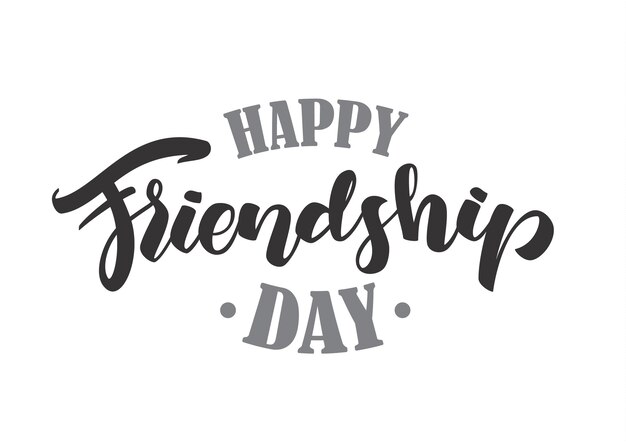 Letras de mão do Feliz Dia da Amizade em fundo branco