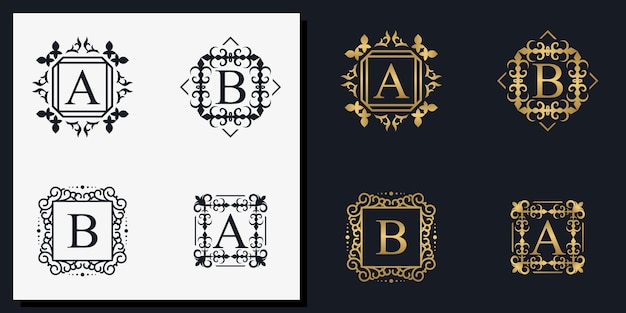 Letras de moldura de ornamento criativo a e b s