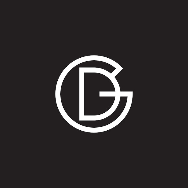 Letras de monograma profissional gd dg vector icon logo em fundo preto.