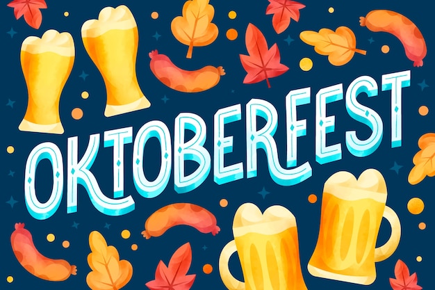 Letras de Oktoberfest em aquarela