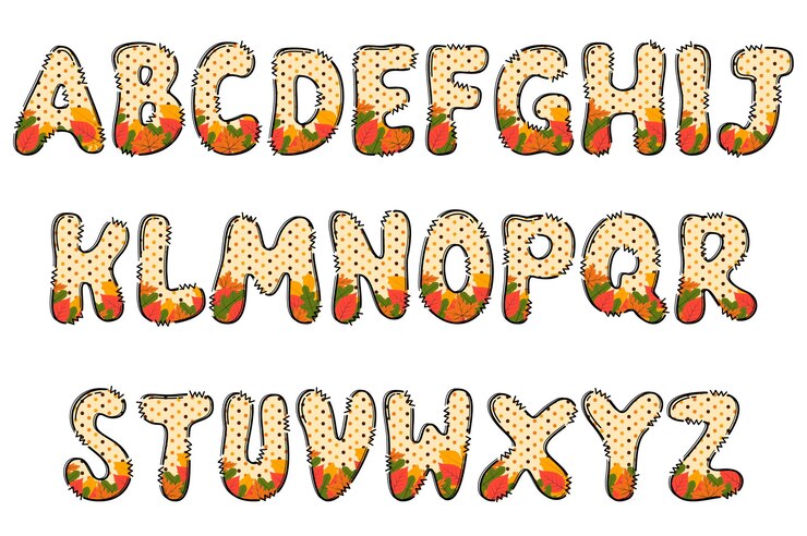 Letras de outono artesanais coloridas design tipográfico de arte criativa