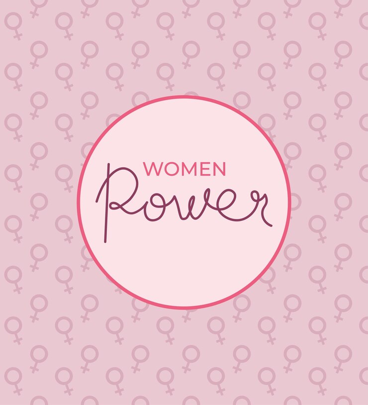 Vetor letras de poder feminino em padrão com sinal de vênus conceito de design de vetor para decoração