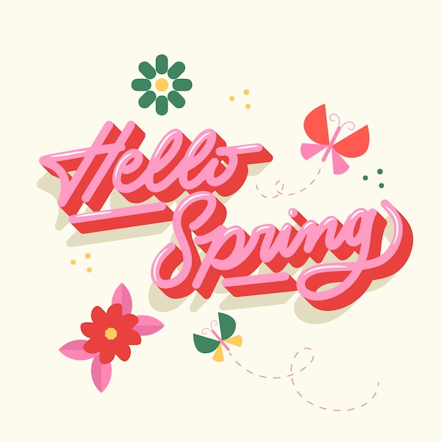 Letras de primavera floral plana