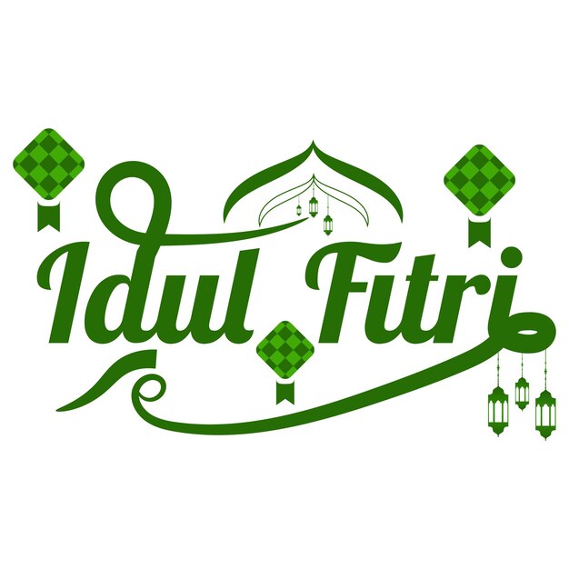 Vetor letras de selamat hari raya idul fitri design de tipografia de texto