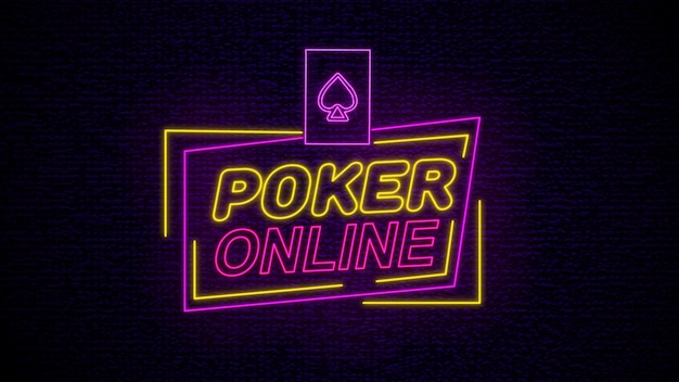 Letras de sinal de neon do alfabeto de pôquer online