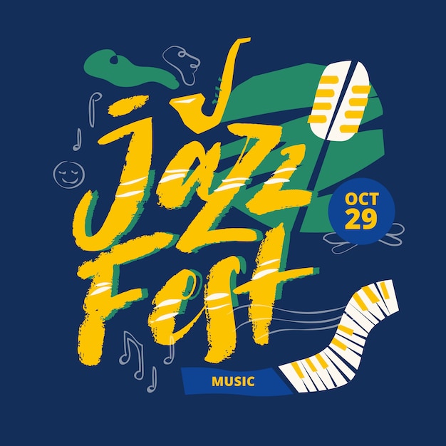 Vetor letras de título de cartaz de festival de música jazz