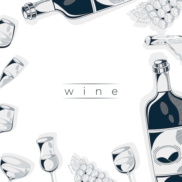 letras de vinho em ícones de quadro