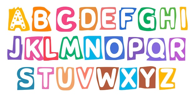 Vetor letras decorativas do alfabeto abc bonito alfabeto para crianças material de aprendizagem infantil