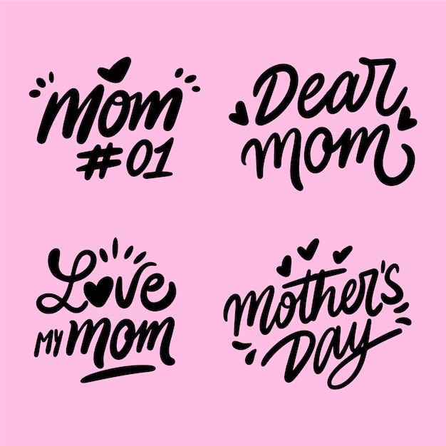 Vetor letras desenhadas à mão para a coleção do dia da mãe