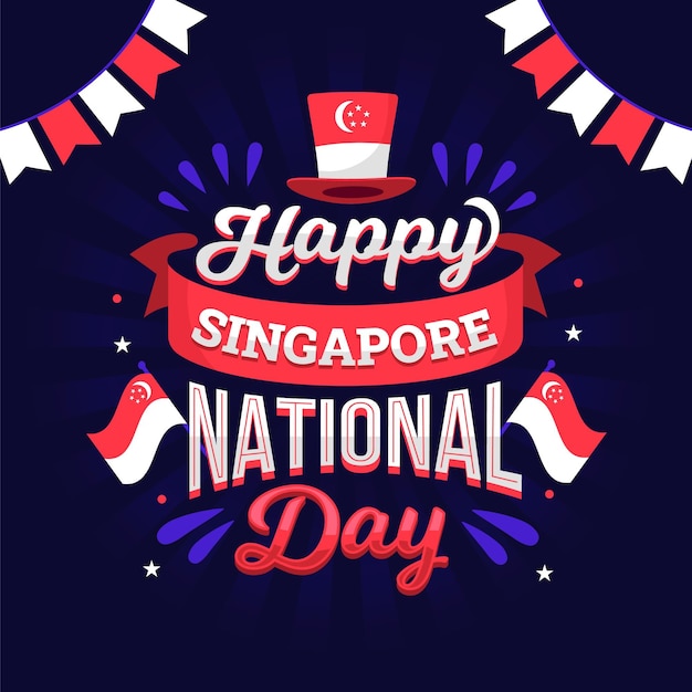 Letras desenhadas à mão para o dia nacional de singapura