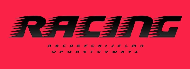 Vetor letras do alfabeto de fonte de corrida com efeito do vento logotipo do esporte moderno tipografia carro auto tipográfico