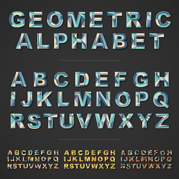 Vetor letras do alfabeto de formas geométricas