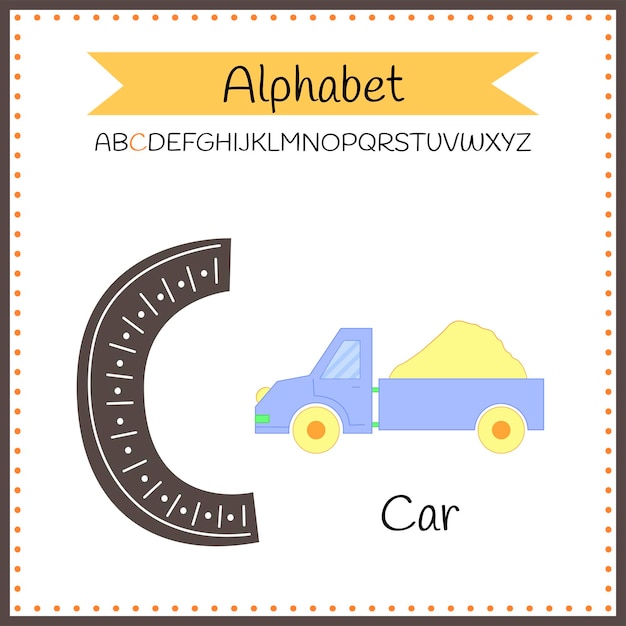 Letras do alfabeto maiúsculo inglês em um fundo branco. ilustração em vetor letra c.