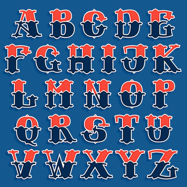 Letras do alfabeto no estilo clássico do time de esporte. fonte de vetor vintage para seus pôsteres, roupas esportivas, camisetas do clube, banner, etc.