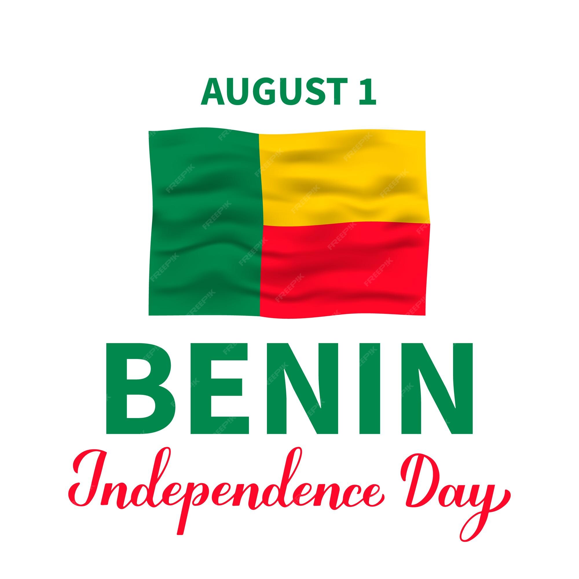 letras do dia da independência do benin com bandeira. feriado nacional  comemora em 1º de agosto