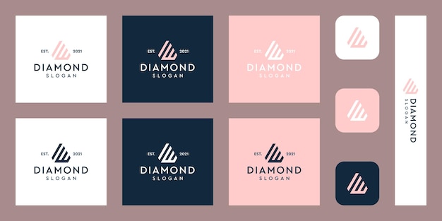 Letras do logotipo do monograma w com formas abstratas de diamante vetores premium