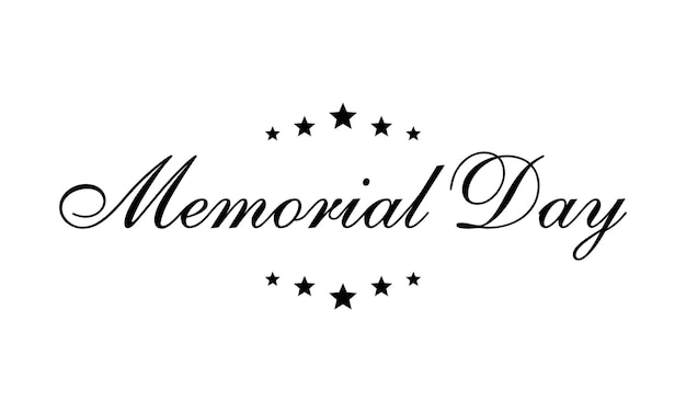 Letras do Memorial Day com estrelas. Modelo de banner do dia do memorial dos EUA isolado. Vetor EPS 10