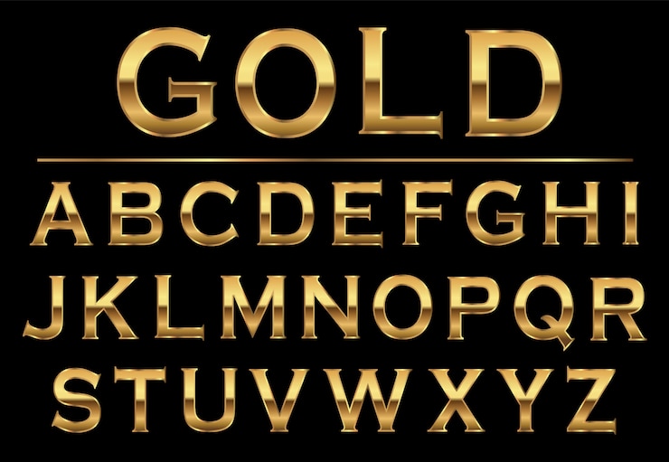 Vetor letras douradas do aplhabet