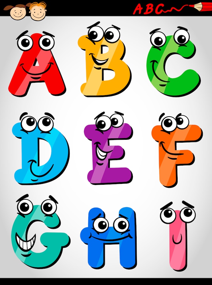 Vetor letras engraçadas alfabeto ilustração dos desenhos animados