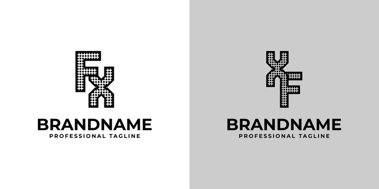 Vetor letras fx e xf dot monogram logotipo adequado para negócios com as iniciais fx ou xf