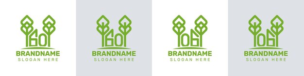 Vetor letras go e og logotipo de estufa para empresas relacionadas com plantas com as iniciais go ou og