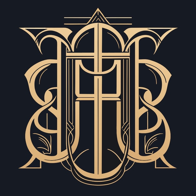 Letras góticas com ielts linha simples como ilustração vetorial de decoração