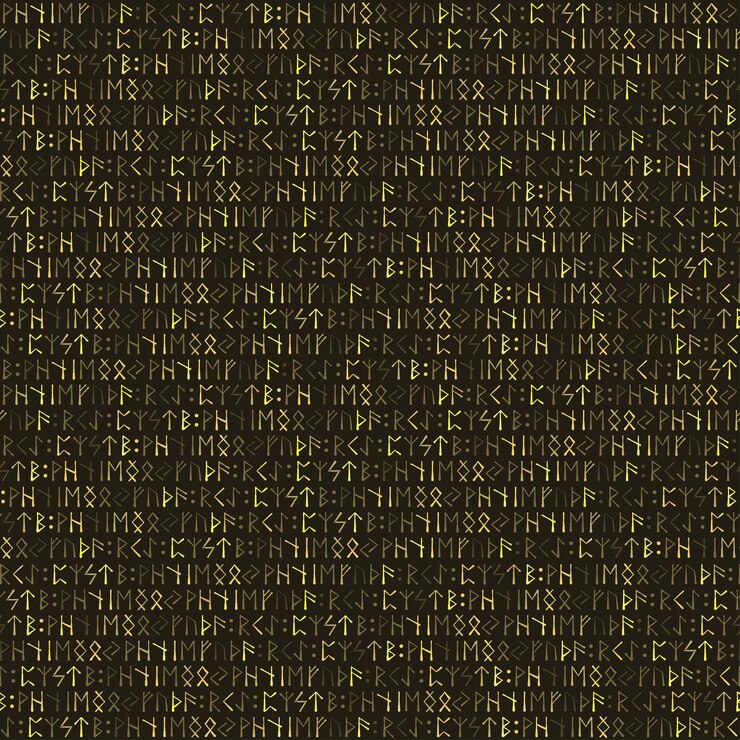 Vetor letras grunge amarelas rúnicas viking