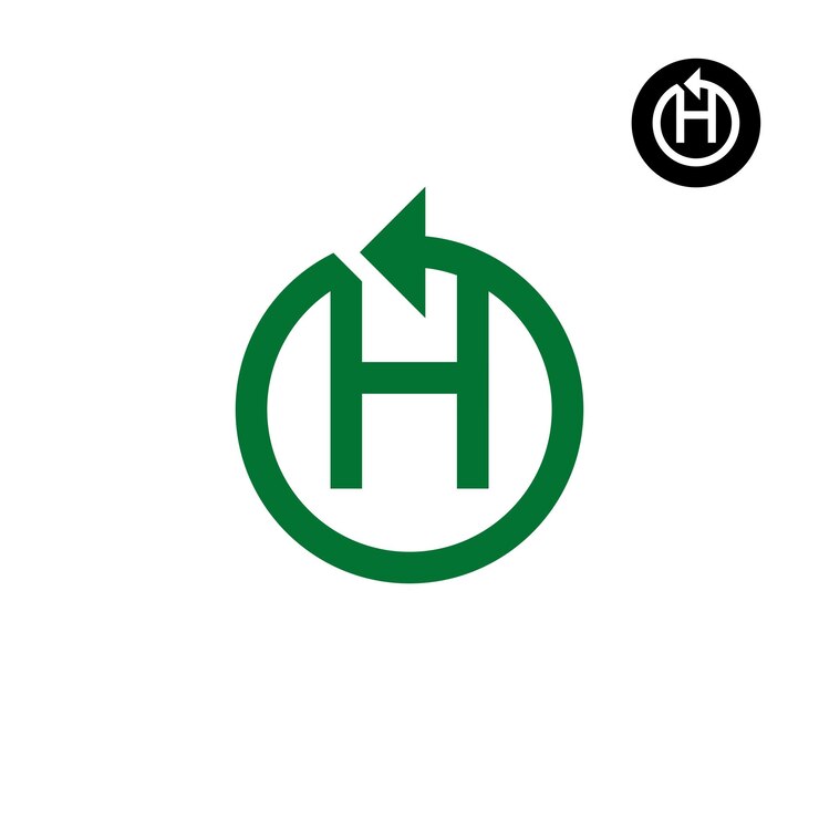 Vetor letras h arco de redefinição ou qualquer desenho do logotipo re