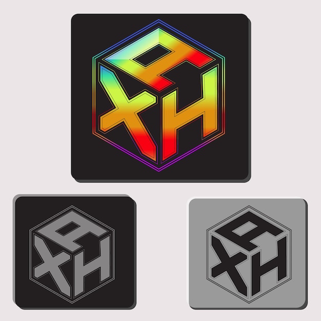 Vetor letras iniciais axh polígono design de logotipo imagem vetorial