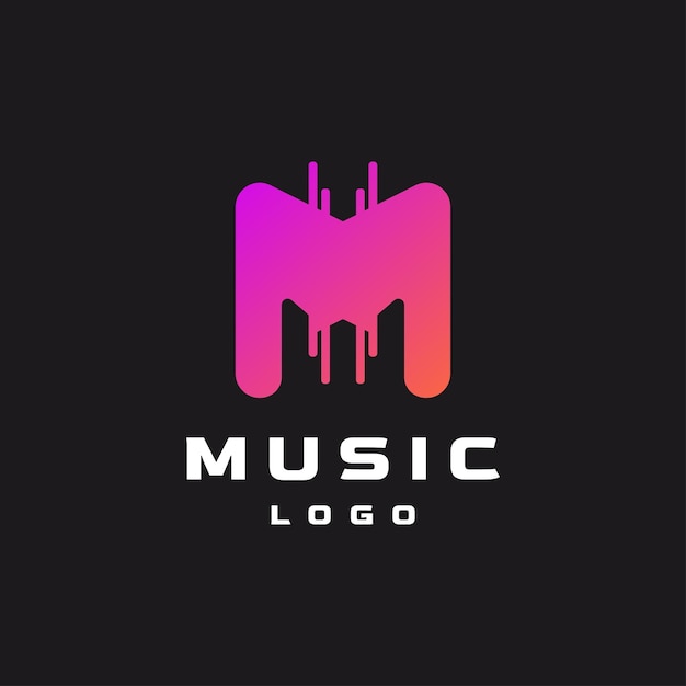 Vetor letras iniciais m monograma logotipo da música design criativo