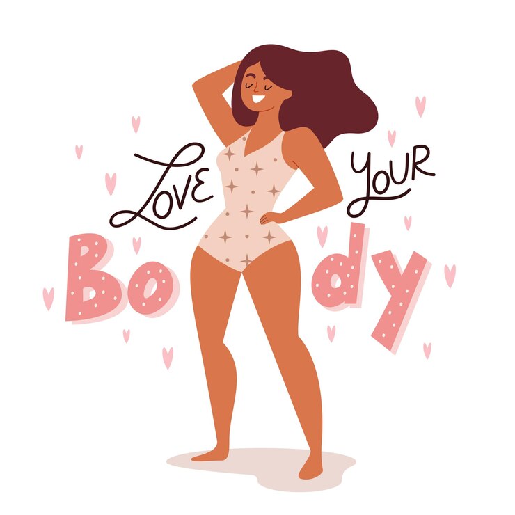 Letras positivas do corpo com mulher