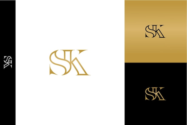 Vetor letras sk de luxo ícone monograma modelo de design de logotipo vetorial minimalista