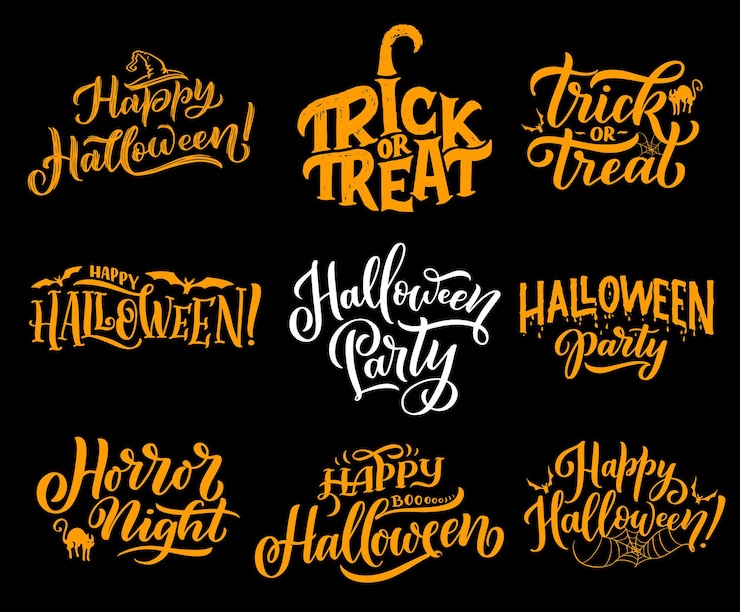 Vetor letras vetoriais de saudação de halloween