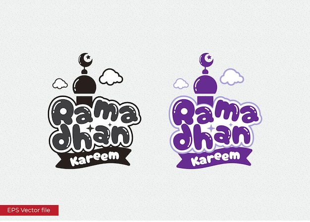 Vetor letras vetoriais de texto de ramadan kareem com ilustração de mesquita 02