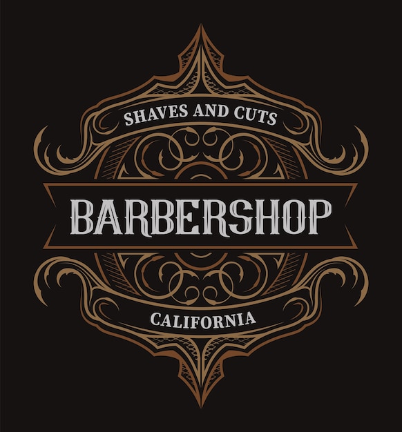 Letras vintage para a barbearia no fundo escuro. Todos os itens estão em grupos separados