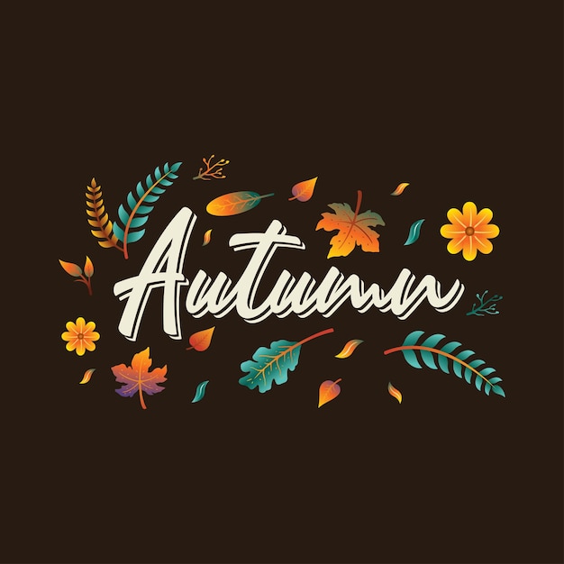 Vetor lettering autumn vector, ilustração, design de caligrafia, utilizável para pôster, banners, papel de parede