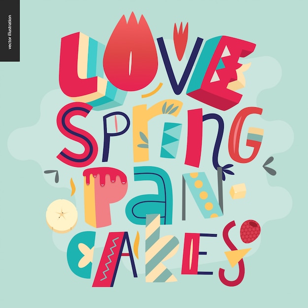 Lettering composition panquecas de primavera de amor