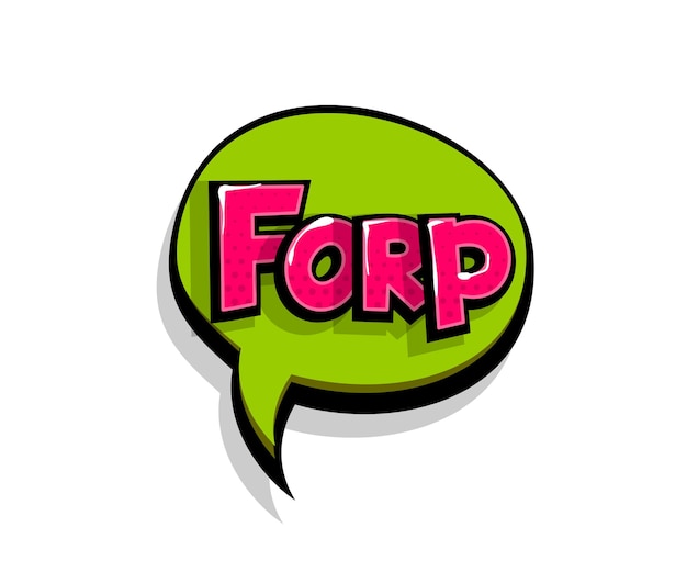 Lettering forp frr. balão de fala do logotipo em quadrinhos