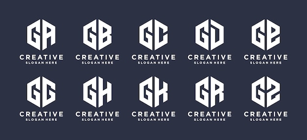 Vetor lettermark g com design de logotipo em forma hexagonal.