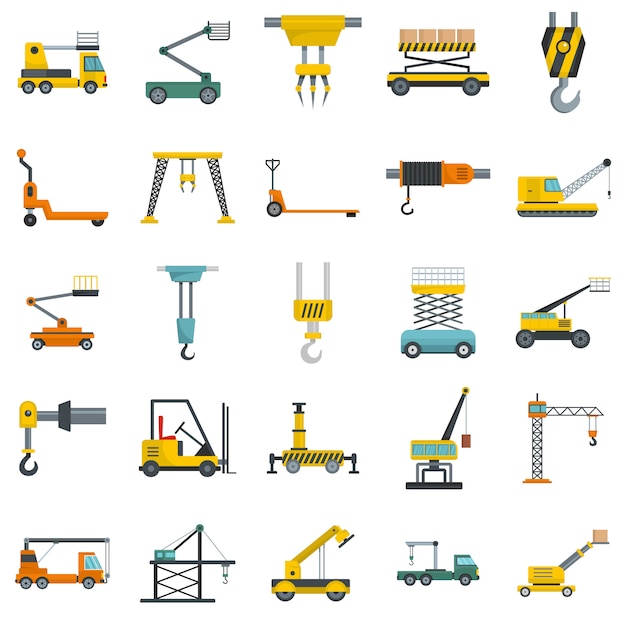Levantando o conjunto de ícones de máquina vector isolado