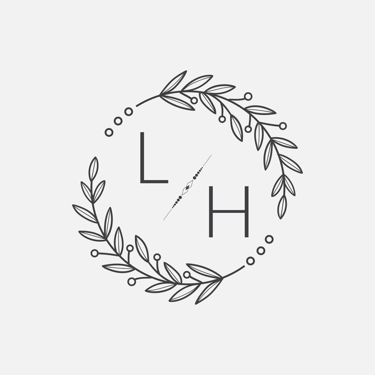 Vetor lh casamento monograma inicial com linha de círculo criativo