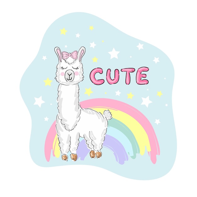Lhama cartoon alpaca Lama animal vector ilustração isolada