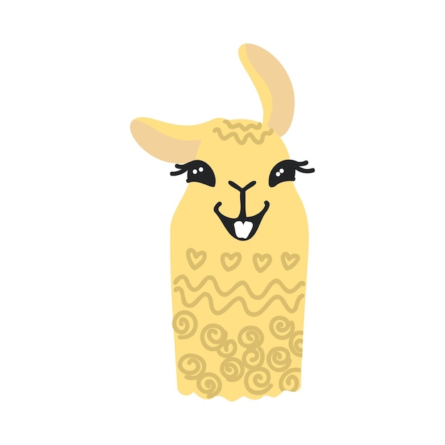 Lhamas bonitos ou ilustração vetorial desenhada à mão de alpacas