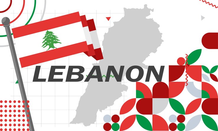 Vetor líbano bandeira e mapa com os punhos levantados. design do dia nacional ou da independência para o povo libanês