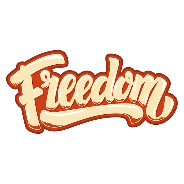 Liberdade. frase de letras em fundo branco. elemento para cartaz, cartão, banner, camiseta. ilustração